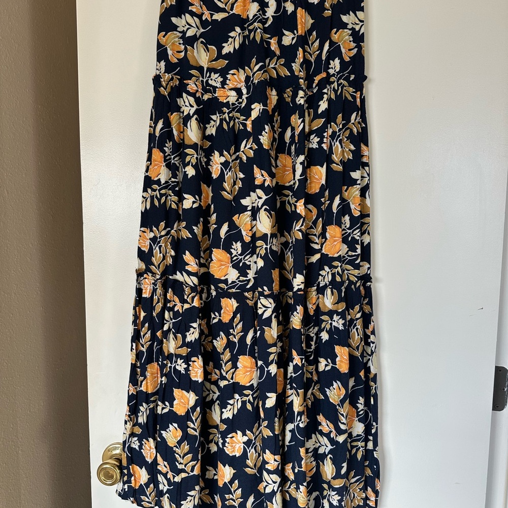 Floral Navy and Orange Women's Skirt
